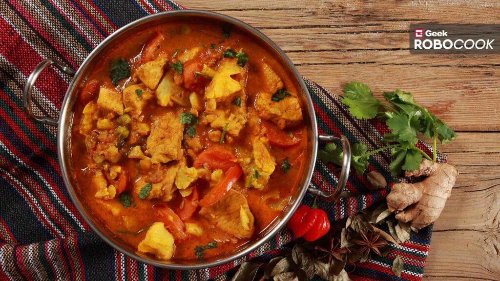 Paleo chicken curry with cauliflower and sweet potatoes
