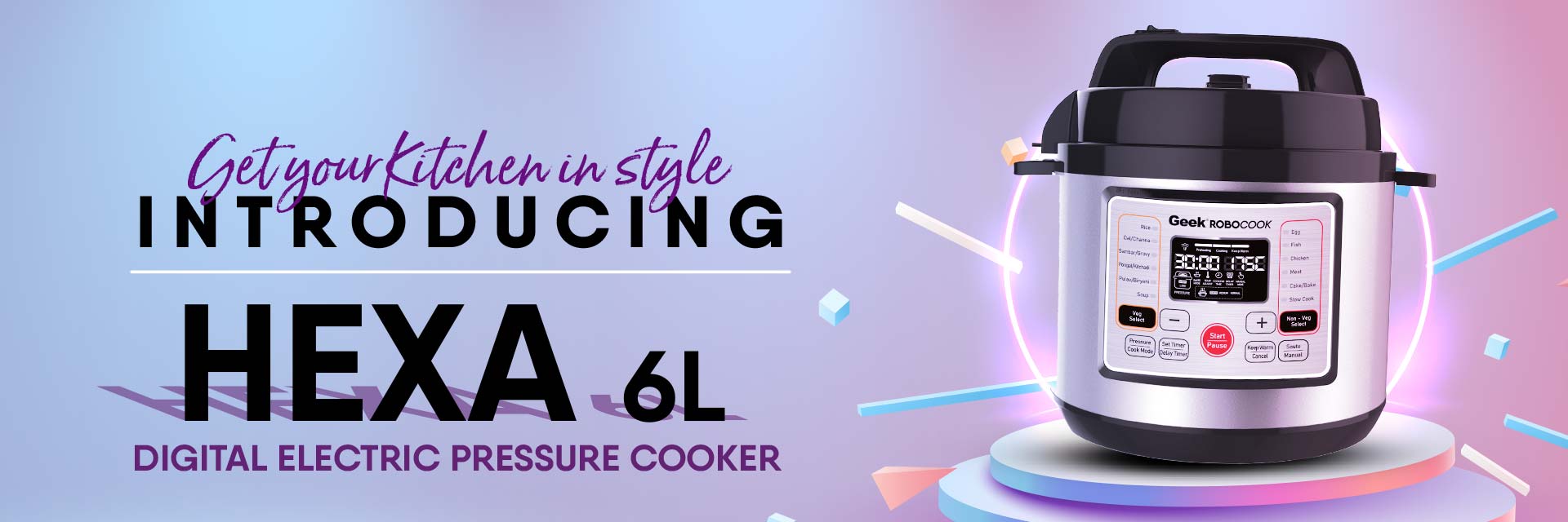 Geek Chef 6 Qt 17-in-1 Multi-Use Electric Pressure Cooker
